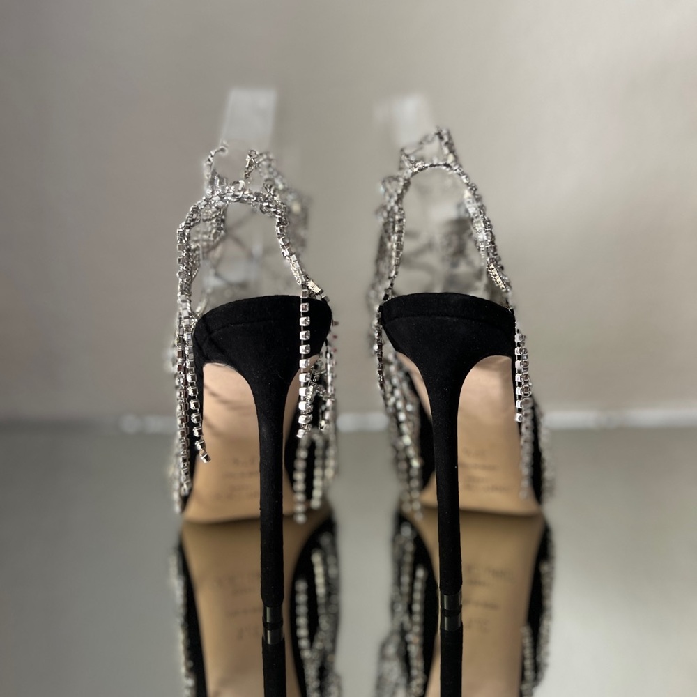 New JIMMY CHOO Scotty Suede Pumps With Crystal Chains 37.5 $3,850 - Picture 13 of 15